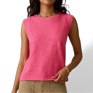 Faherty Sunwashed Slub Muscle Tank Pink Flambe